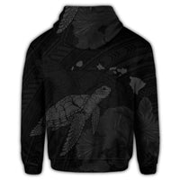 Hawaiian Polynesian Hibiscus Turtle Map Hoodie Grey - Polynesian Pride