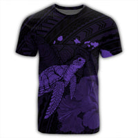 Hawaii Polynesian Hibiscus Turtle Map T Shirt Purple - Polynesian Pride
