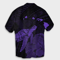 Hawaii Polynesian Hibiscus Turtle Map Hawaiian Shirt Purple - AH - Polynesian Pride
