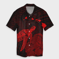 Hawaii Polynesian Hibiscus Turtle Map Hawaiian Shirt Red - AH Unisex Black - Polynesian Pride