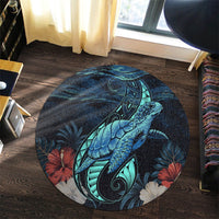 Hawaii Polynesian Honu Sea Hibiscus Round Carpet - AH - Polynesian Pride