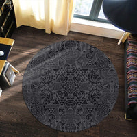 Hawaii Polynesian Kakau Turtle Gray Round Carpet - AH - Polynesian Pride