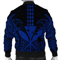 Hawaii Polynesian Kanaka Kakau Bomber Jacket - Alan Style Blue - AH - Polynesian Pride