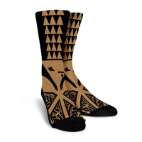 Hawaii Polynesian Kanaka Kakau Crew Socks - Alan Style Gold - AH - Polynesian Pride
