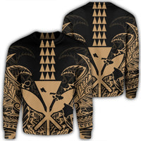 Hawaii Polynesian Kanaka Kakau Sweatshirt - Alan Style Gold - AH Unisex Black - Polynesian Pride