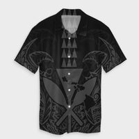 Hawaii Polynesian Kanaka Kakau Hawaiian Shirt - Alan Style Gray - AH Unisex Black - Polynesian Pride