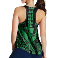 Hawaii Polynesian Kanaka Kakau Racerback Tank - Alan Style Green - AH - Polynesian Pride