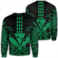 Hawaii Polynesian Kanaka Kakau Sweatshirt - Alan Style Green - AH Unisex Black - Polynesian Pride