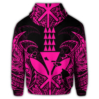 Hawaii Polynesian Zip Hoodie Kanaka Kakau Alan Style Pink - Polynesian Pride