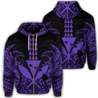 Hawaii Polynesian Zip Hoodie Kanaka Kakau Alan Style Purple Unisex Art - Polynesian Pride