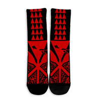 Hawaii Polynesian Kanaka Kakau Crew Socks - Alan Style Red - AH - Polynesian Pride