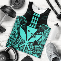 Hawaii Polynesian Kanaka Kakau Tank Top - Alan Style Turquoise - AH - Polynesian Pride