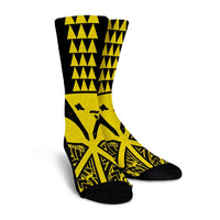 Hawaii Polynesian Kanaka Kakau Crew Socks - Alan Style Yellow - AH - Polynesian Pride