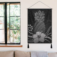 Hawaii Polynesian Pineapple Hibiscus Hanging Poster - Gray - AH - Polynesian Pride