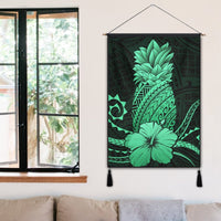 Hawaii Polynesian Pineapple Hibiscus Hanging Poster - Green - AH - Polynesian Pride