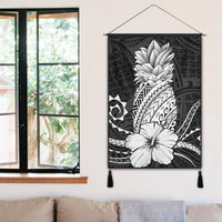 Hawaii Polynesian Pineapple Hibiscus Hanging Poster - White - AH - Polynesian Pride