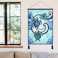 Hawaii Polynesian Plumeria Hibiscus Turtle Hanging Poster - AH - Jack Style - Blue - Polynesian Pride