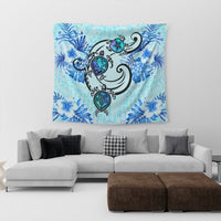 Hawaii Polynesian Plumeria Hibiscus Turtle Tapestry - AH - Jack Style - Blue - Polynesian Pride