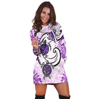 Hawaii Polynesian Plumeria Hibiscus Turtle Hoodie Dress - AH - Jack Style - Pink - Polynesian Pride