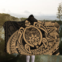 Hawaii Polynesian Turtle Hooded Blanket - Gold - AH - Polynesian Pride