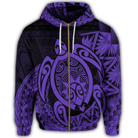 Hawaii Polynesian Turtle Zip Hoodie Purple - Polynesian Pride