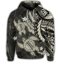 Hawaiian Polynesian Turtle Hibiscus Hoodie Beige - Polynesian Pride