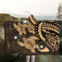 Hawaii Polynesian Turtle Hibiscus Hooded Blanket - Gold - AH - Polynesian Pride