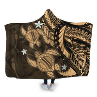 Hawaii Polynesian Turtle Hibiscus Hooded Blanket - Gold - AH Hooded Blanket White - Polynesian Pride