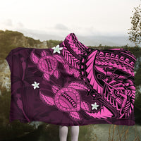 Hawaii Polynesian Turtle Hibiscus Hooded Blanket - Pink - AH - Polynesian Pride