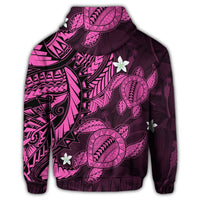 Hawaii Zip Hoodie Polynesian Turtle with Hibiscus Pink - Polynesian Pride