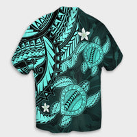 Hawaii Polynesian Turtle Hibiscus Hawaiian Shirt - Turquoise - AH - Polynesian Pride