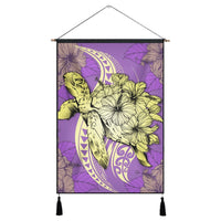 Hawaii Polynesian Turtle Hibiscus Hanging Poster - Yellow - AH Hanging Poster Cotton And Linen - Polynesian Pride