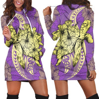 Hawaii Polynesian Turtle Hibiscus Hoodie Dress - Yellow - AH Black - Polynesian Pride