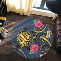Hawaii Polynesian Turtle Hibiscus Plumeria Round Carpet - Nane Style - AH - Polynesian Pride