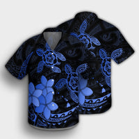 Hawaii Polynesian Turtle Plumeria Hawaiian Shirt - Pog Style Blue - AH - Polynesian Pride