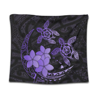 Hawaii Polynesian Turtle Plumeria Tapestry - Pog Style Purple - AH Wall Tapestry Black - Polynesian Pride