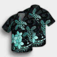 Hawaii Polynesian Turtle Plumeria Hawaiian Shirt - Pog Style Turquoise - AH - Polynesian Pride