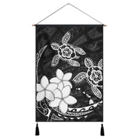 Hawaii Polynesian Turtle Plumeria Hanging Poster - Pog Style White - AH Hanging Poster Cotton And Linen - Polynesian Pride