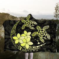 Hawaii Polynesian Turtle Plumeria Hooded Blanket - Pog Style Yellow - AH - Polynesian Pride