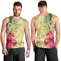 Hawaii Polynesian Turtle Tropical Hibiscus Plumeria Tank Top - Beige - AH - Polynesian Pride