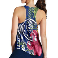 Hawaii Polynesian Turtle Tropical Hibiscus Plumeria Racerback Tank - Blue - AH - Polynesian Pride
