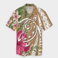 Hawaii Polynesian Turtle Tropical Hibiscus Plumeria Hawaiian Shirt - Gold - AH Unisex Black - Polynesian Pride