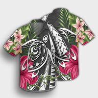 Hawaii Polynesian Turtle Tropical Hibiscus Plumeria Hawaiian Shirt - Gray - AH - Polynesian Pride