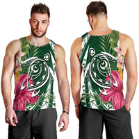 Hawaii Polynesian Turtle Tropical Hibiscus Plumeria Tank Top - Green - AH - Polynesian Pride