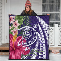 Hawaii Polynesian Turtle Tropical Hibiscus Plumeria Premium Quilts - Purple - AH - Polynesian Pride