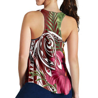 Hawaii Polynesian Turtle Tropical Hibiscus Plumeria Racerback Tank - Red - AH - Polynesian Pride