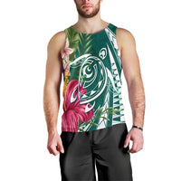 Hawaii Polynesian Turtle Tropical Hibiscus Plumeria Tank Top - Turquoise - AH Black - Polynesian Pride