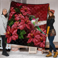 Hawaii Red Hibiscus Humming Bird Premium Quilts - AH - Polynesian Pride