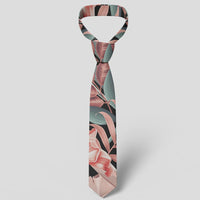 Hawaii Seamless Tropical Flower Plant Leaf Pattern Background Retro Botanical Style Necktie - Polynesian Pride