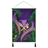 Hawaii Shark Polynesian Tropical Hanging Poster - Purple - AH Hanging Poster Cotton And Linen - Polynesian Pride